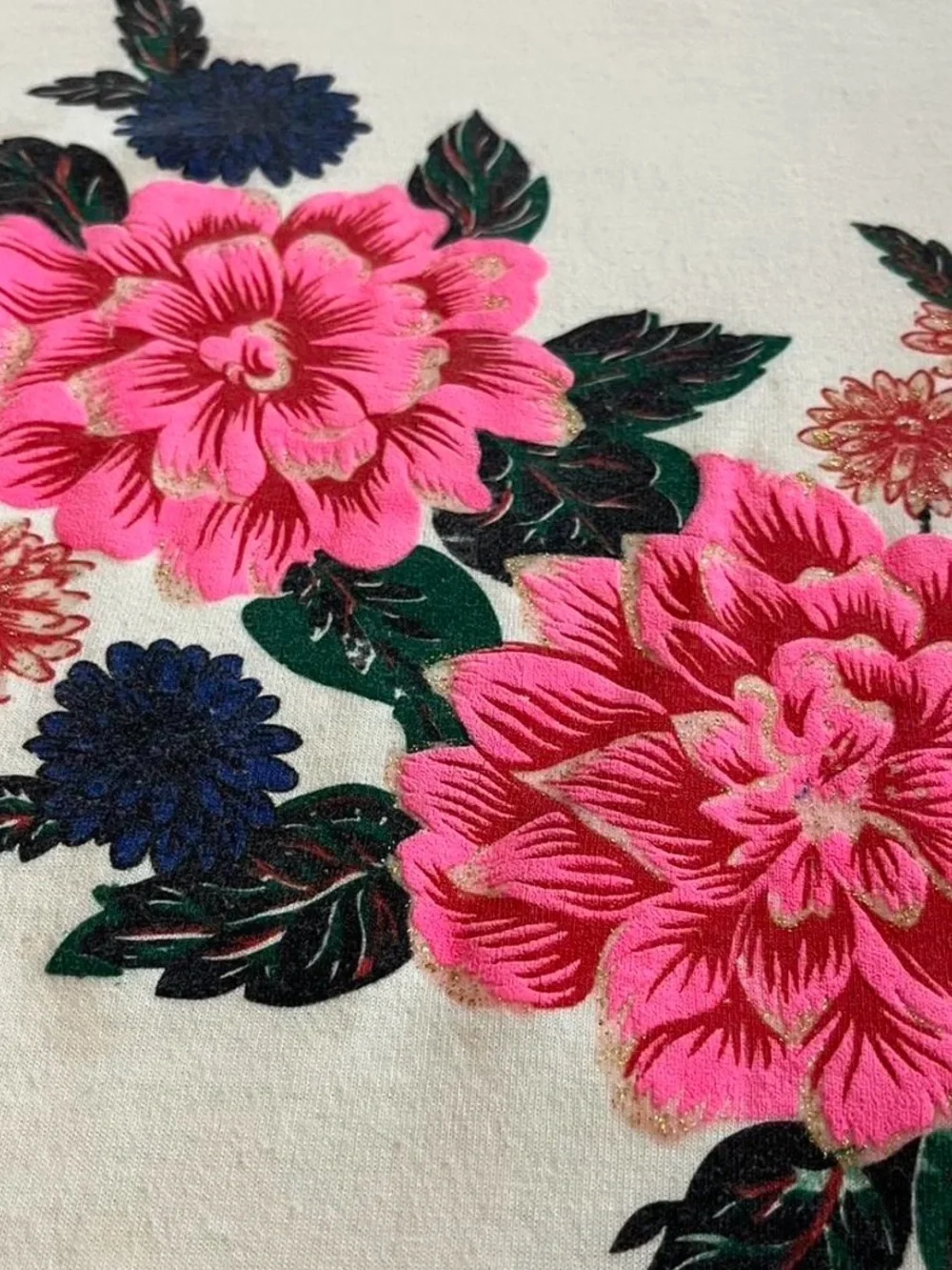 Women’s Vintage 90s Floral Pink Flower White Shirt Size XL
